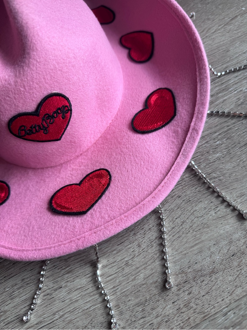 Dolls Kill x Betty Boop Pink Rhinestone Cowboy Hat - Picture 2 of 4
